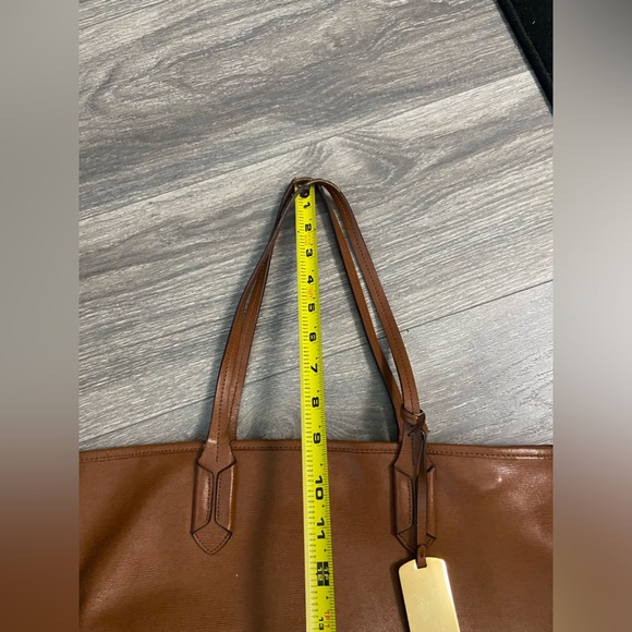 Lauren Ralph Lauren Gorgeous Camel Brown Canvas Leather Medium Shoulder Tote Bag - Picture 15 of 16